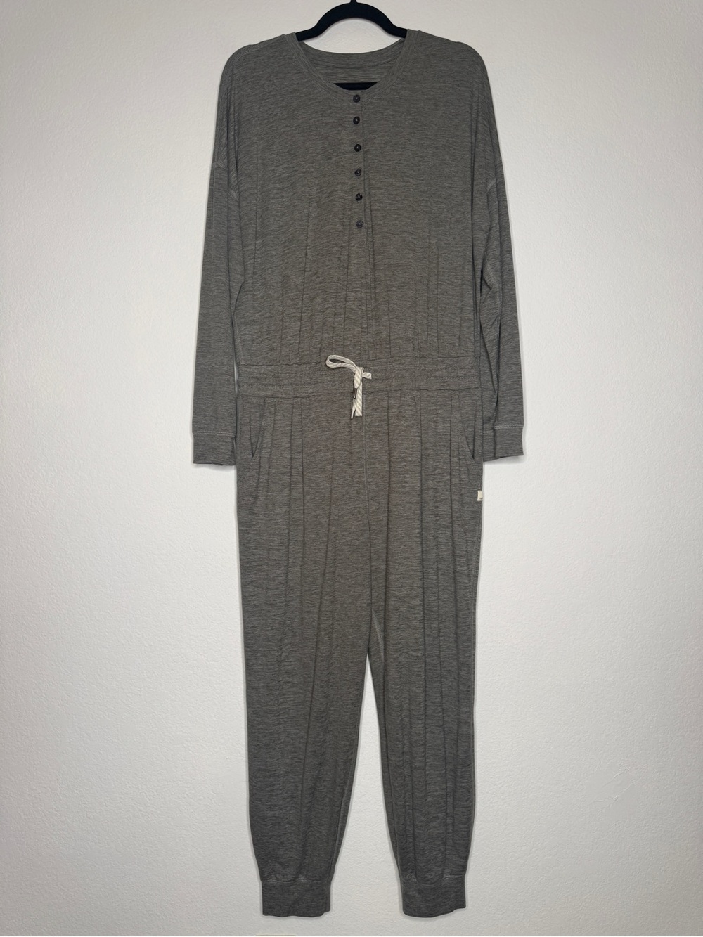 Vuori Lux Henley Long-Sleeve Jumpsuit Grey